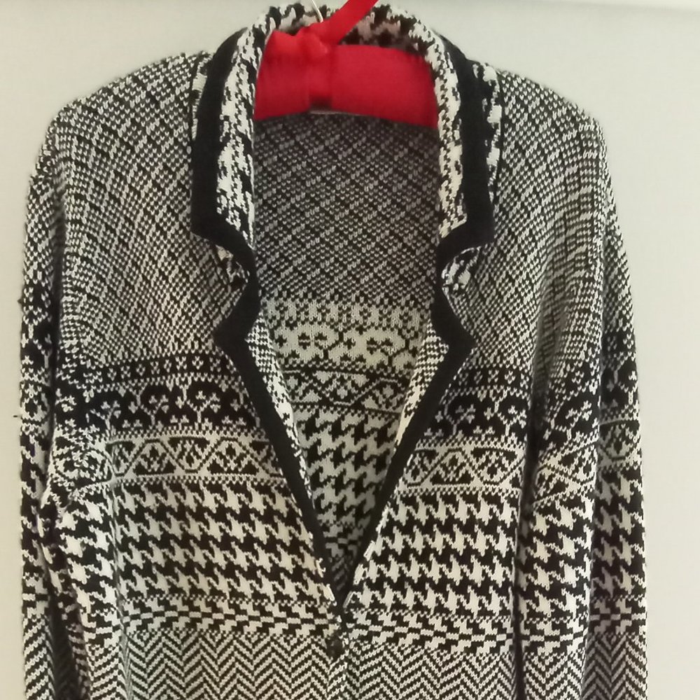 'Coldwater Creek' Houndstooth Double knit Cardigan/Jacket Size L